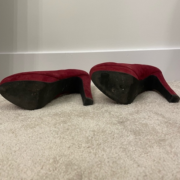 Burgundy red aldo chunky real suede heel size 38 - Picture 3 of 4